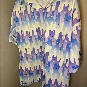 ROMWE Purple and Blue Button Down Shirt